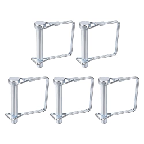 DTGN Pasador de Bloqueo de Eje de 8 mm x 50 mm (DxL) - Paquete de 5 - Pasador de Acoplador de Remolque Cuadrado de Acero al Carbono - Tono Plateado