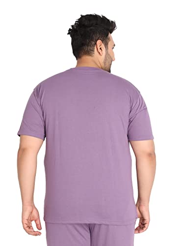 Image of CHKOKKO Men's Plus Size Terry Cotton Loose Fit Half Sleeves T-Shirt