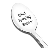 Good Morning Nana Spoon Engraved Funny Gift for Nana Mother, Ice Cream Tea Coffee Cereal Lover Spoon Best Thanksgiving Christmas Birthday Gifts