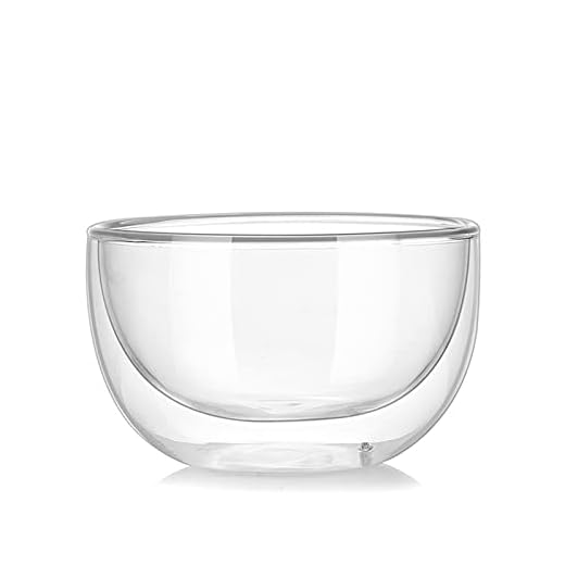 Glasskål Dubbelmurglas Skål Värmebeständigt glasporslin Transparent Fruktsallad Instant Nudlar Skålar Högtemperatur skål (Color : 300ml Double Bowl)