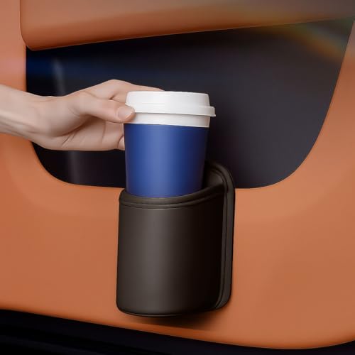 Portavasos para auto de cuero marrón miniatura 1