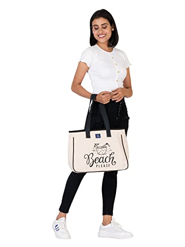 Image of AQVA Women & Men Cotton Tote Bag, Black and White Collection