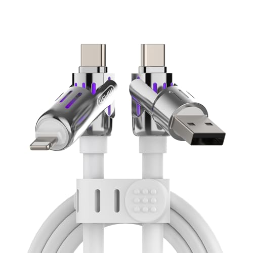 Image of MFish 2-Pack 240W 4-in-1 Multi Charging Cable, Pink+White, 6.6FT