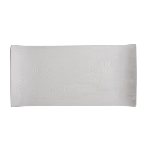 Plato rectangular de cerámica blanca 14x7 in (12 unidades) miniatura 2