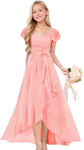 Formal Short Sleeve Chiffon Dresses for Girls Ideal Junior Bridesmaid Flower Girl Outfit Stylish Party Wedding Wear3