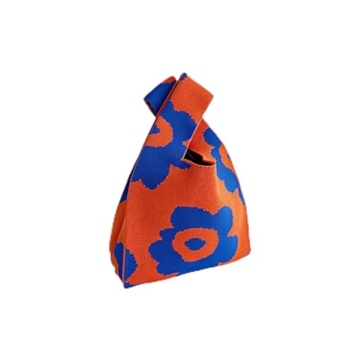 Bolsa de malha mini bolsa de pulso fofa bolsa de mão com nó bolsa de mão feminina de bolso, Flor de laranja