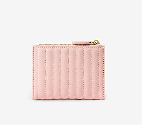 Girls Cute flowers Print Wallet, Small Tri-folded Aesthetic Wallet, PU Leather Purse Cash Pocket Card Holder ID Window Purse for Women(Pink)3