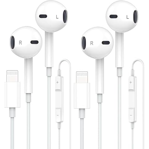 Apple Headphones 2 Pack Wired Earbuds with Built-in Microphone & Volume Control Nosie Reduction Earphones Compatible with iPhone 14/13/12/11/XR/XS/X/8/7/SE/Pro/Pro Max, Support All iOS System Cover