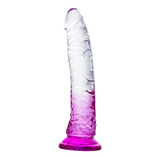 21cm Dildo Realistico Giocattolo Sessuale con Potente Ventosa Dildo Anale Gigante Dildo Uomo Donna Replica del Pene in Silicone Plug Anale per Coppie Giocattoli Sessuali perAdulti (Viola Trasparente)