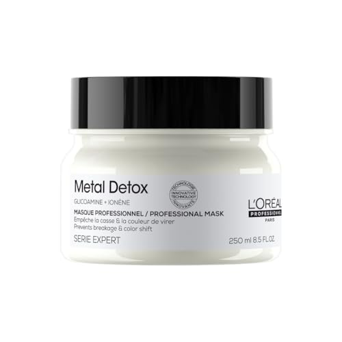 L’Oréal Professionnel Metal Detox Hair Mask 250ml, Prevent Breakage & Colour Fade from Hard Water, Moisturising Conditioner Treatment for Smooth, Shiny Hair, Prevent Damaged Hair
