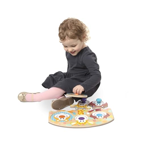 Melissa & Doug First Play Wooden Jumbo Knob Safari Animal Puzzle (3 pcs) Large Puzzles for Babies and Toddlers Ages 1+ - image 3