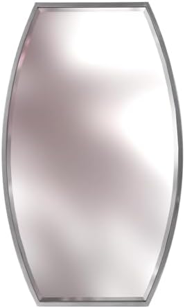 Howard Elliott Collection Mathis Rectangular Wall Hanging Mirror with Curved Silhouette, Metal Frame Beveled Glass Mirror, Vintage Silver Wall Mirror for Bathroom and Living Room Decor, 40.5 x 24 Inch