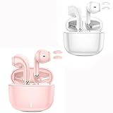2 Pack Wireless Earbuds for iPhone 15 Pro Max 14 13 12 11 iPad Pro Air Galaxy Bluetooth Headphones with HD Mic Noise Canceling Android Earphones for Sumsung S24 Ultra S23 S22