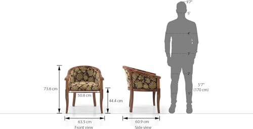 Image of Solid Wood Chair Wooden Single Seater Sofa Chair for Living Room, Bedroom, Outdoor & Indoor - Teak & Chintz Floral