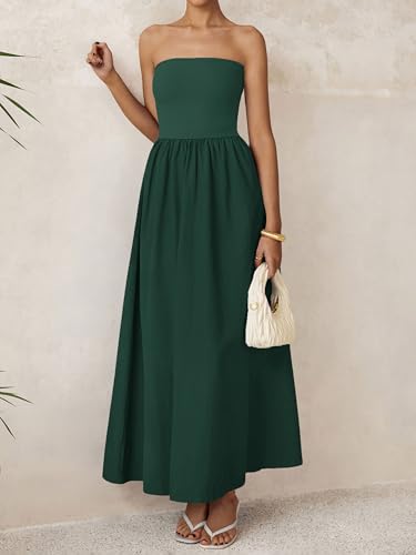 Image of PRETTYGARDEN Women 2026 Summer Elegant Strapless Maxi Dress Tube Top Dress A Line Flowy Long Wedding Party Cocktail Dresses