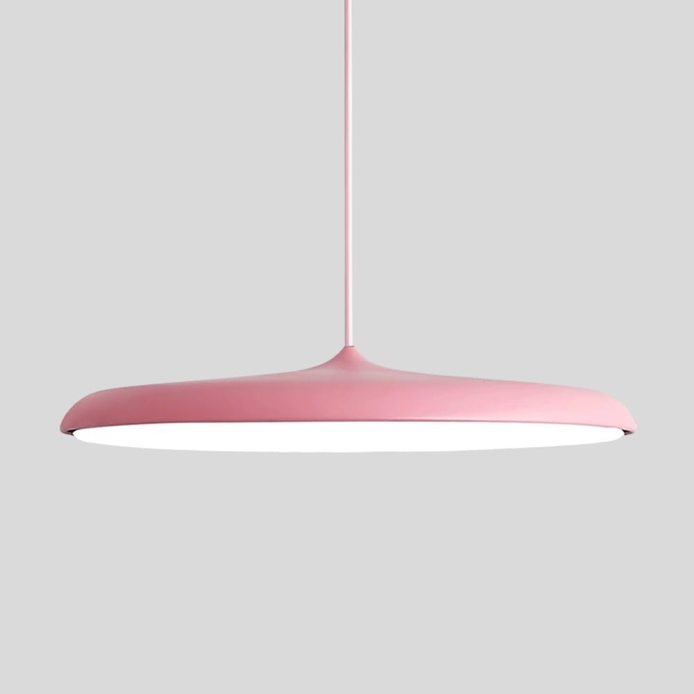LYMSXAZOU Modern LED Pendant Light 15.7" Round Chandelier Hanging Lamp Ceiling Fixture Nordic for Kitchen Island Restaurant(Pink)