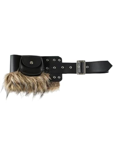 Faux Fur Belt Women Punk Grunge Leather Wide Waist Cinch Belts for Dress Waistband Vintage Y2k Accessories4