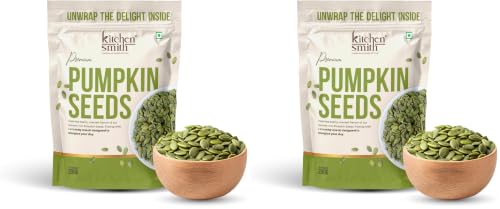 Image of KitchenSmith Premium Pumpkin Seeds - 200gm | Packed with Protein | Healthy Fats & Essential Nutrients for a Healthy Lifestyle | Energy and Skin Glow (Pack of 2)