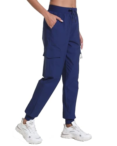 Image of Women's Joggers with Pockets, Hiking Cargo Water Resistant Lightweight Pants for Women Workout Athletic Travel Camping