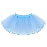 Tutu Skirt Girls Elastic Ballet Dance Skirts 4 Layers Tulle Tutus for Toddler Kid Children 3-5 Years(Blue/S)
