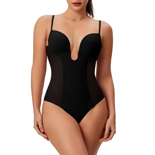 Decorus Body Shapewear, Body Shaper per le donne, comodo perizoma tuffo body integrato, Nero , L