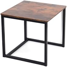 BAOYOUNI End Table 23.62 Square Side Table Wooden Nightstand Coffee Tables with Black Frame for Living Room, Bedroom, Office - Easy Assemble