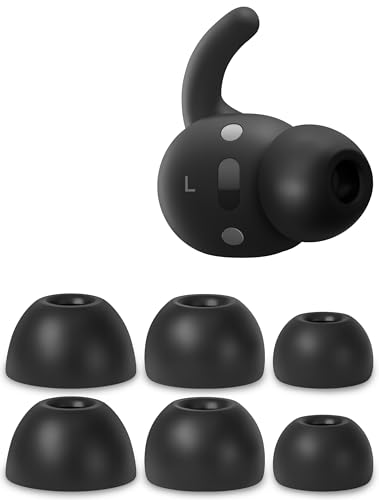 Geiomoo Soft Silicone Eartips for Beats Powerbeats Fit 2025, Replacement Earbuds Earpads Ear Tips (Black,S/M/L)
