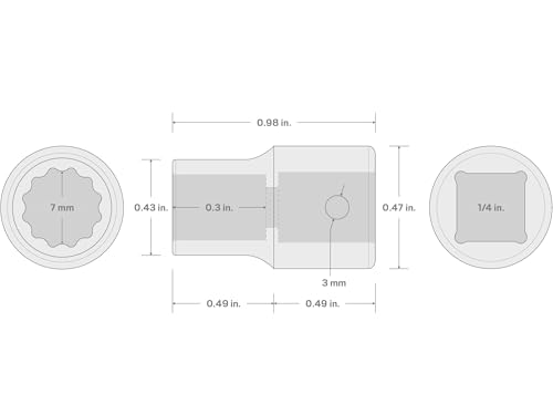 Image of TEKTON 1 /4 Inch Drive x 7 mm Shallow 12-Point Impact Socket | SID02307