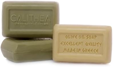 Calithea Natural Bath Soap Bars (Pack of 3) - Bath Soap Set - 100% Pure Olive Oil Soap - Organic Shower Bars for Men & Women - Shower Soap Kit with Vitamin A, D, E, K - Hydrating & Nourishing