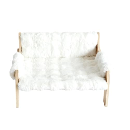 YQW猫ベッド ハンモック夏用/冬 通気性 爪とぎ対応 丈夫な木製フレーム 涼しいソファ 猫 ペット 犬 ペット 取り外し簡単 お手入れ楽 屋内外 (ペット用冬用プラッシュソファ(ホワイト))