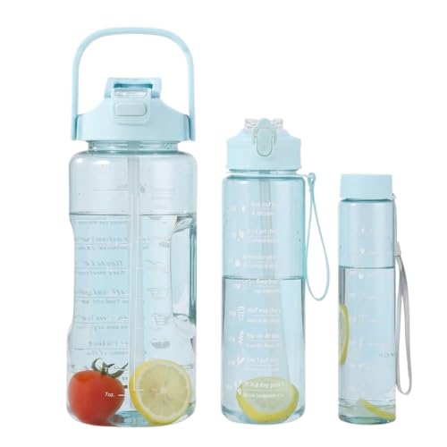 Image of Aider Motivational Transparent Water Bottle Set of 3 with Time Marker
