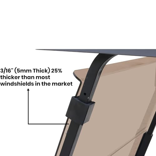 Huskey 3/16" Thick Tinted Golf Cart Windshield With Bottom Rubber Body Protection Trim For 2004-Up Club Car Precedent/Tempo/Onward, 25% thicker than most aftermarket windshields