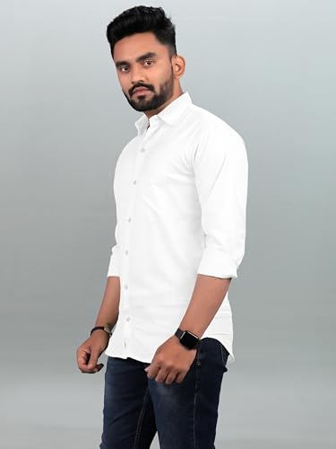 Image of Men Regular Fit Solid Spread Collar Casual Shirt