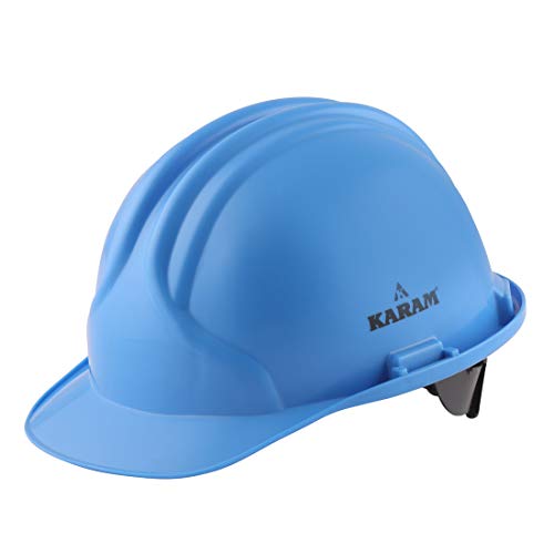 Image of KARAM PN581 Safety Industrial Helmet For Men | Light Weight with Ratchet Type Adjustment | Comfortable Fit & Durable Hard Hat | EN Certified | Star Blue