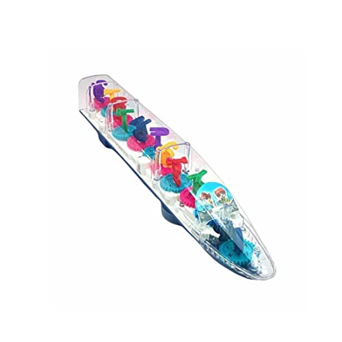 Image of Cable World Transparent 3D Train Toy 360 Degree Rotation, Gear Simulation Mechanical Train Sound and Light Toy for 2-5 Years Boys and Girls