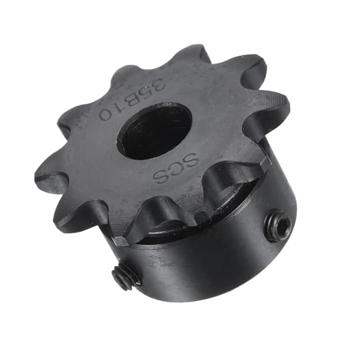 Image of uxcell #35 Chain Roller Sprocket B Type, 3 /8 inch Bore 10 Tooth Single Strand Chain Sprocket, Carbon Steel, with Set Screws