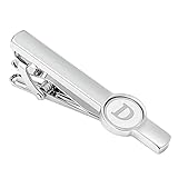 Dannyshi Men Tie Clip 2.1 Inch Silver plated Stainless 26 Letters A-Z + Gift Box (Silver-D)