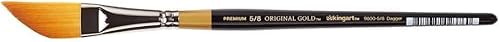 Miniatura 2 de KINGART Premium Original Gold 9800-34 Dagger Striper Series - Cepillo para artista, pelo sintético Taklon dorado, mango corto, para acrílico,