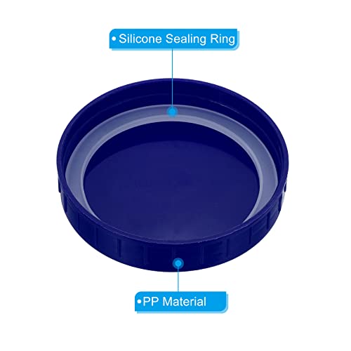 PATIKIL 86mm Wide Mouth Plastic Mason Jar Lids, 1Set/6 Pack Canning Jars Caps with Silicone Sealing Ring for Kitchen Storage Drak Blue - Image 4