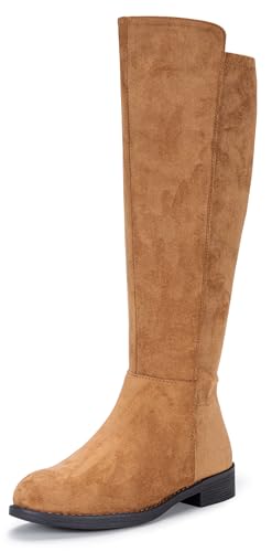 Vepose Women's 9662 Knee High Boots, Casual Tall Riding Boots Low Flat Heel, Wide Calf and Inner Zipper.