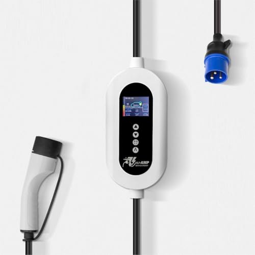 Image of HyperCharge Portable EV Charger 7.2kW for Cars, 5m Cable, Large LCD, Adjustable Current, 32A 1-Phase, IP66 Waterproof, with Socket Box, MCB & Jumper