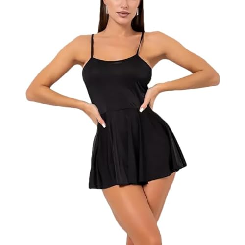 STILE SEMPLICE: mini abito semplice in tinta unita con design trasparente nascosto, perfetto equilibrio tra casual quotidiano e audace