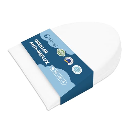 DOLCI SOGNI Coussin Anti Reflux - Oreiller Anti-Reflux 35x30x6 cm pour Reflux Gastro-Œsophagien Support Triangulaire Rehausse Matelas - Surélévateur Reflux à Partir...