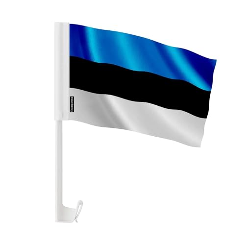 Drapeau voiture Estonie 30x45cm avec textile polyester haute résistance, lot de 10 pièces