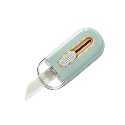 Image of Ceramic Box Cutter, Mini Safety Box Opener with Retractable Blade, Cute Small Package Opener Tool for Home, Office & Warehouse Use (Green)