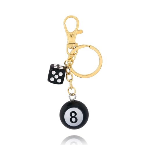Image of 8 Ball Dice Charm Keychain - Cute Bag Purse Handbag Accessories - Y2K Aesthetic Key Chain for Women Men