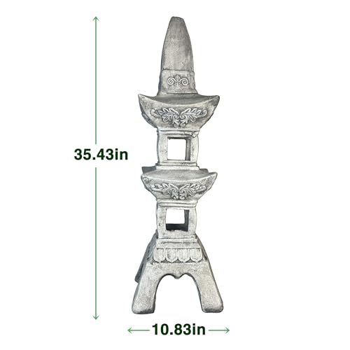 Grasolar SOLAR LIGHTHOUSE 35.5’’High Asian Zen Pagoda Magnesium Oxide Tall Lantern Statue Outdoor Sculpture thumb #5