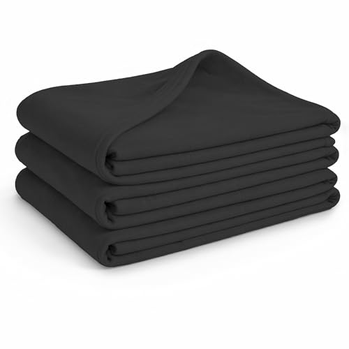 Glart Oeko Tex Fleecedecken 3er Set in anthrazit, Größe 130x160 cm, 200g/m2. Ideal als Wohndecke, Kuscheldecke, Sofaüberwurf oder Picknickdecke