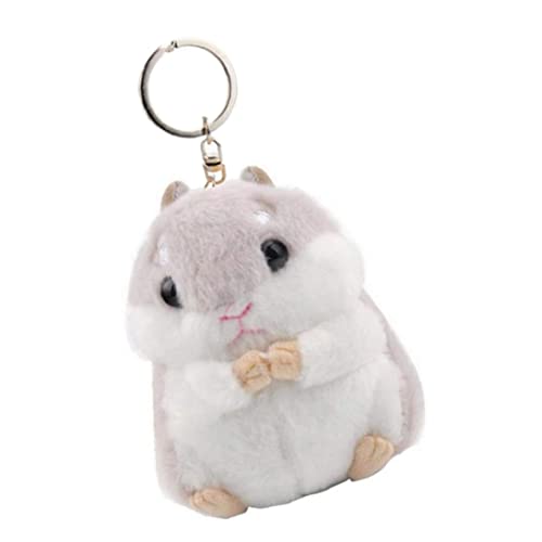 Hamster Schlüsselanhänger Mini Plüsch Tier Keyringe Gefüllte Rucksack Handtasche Anhänger Grau Cover