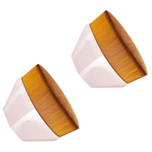 2 brochas de maquillaje impecables, cerdas suaves, en forma de pétalo, para polvo impecable, mezcla de cosméticos líquidos o crema, sin absorción de polvo (rosa)